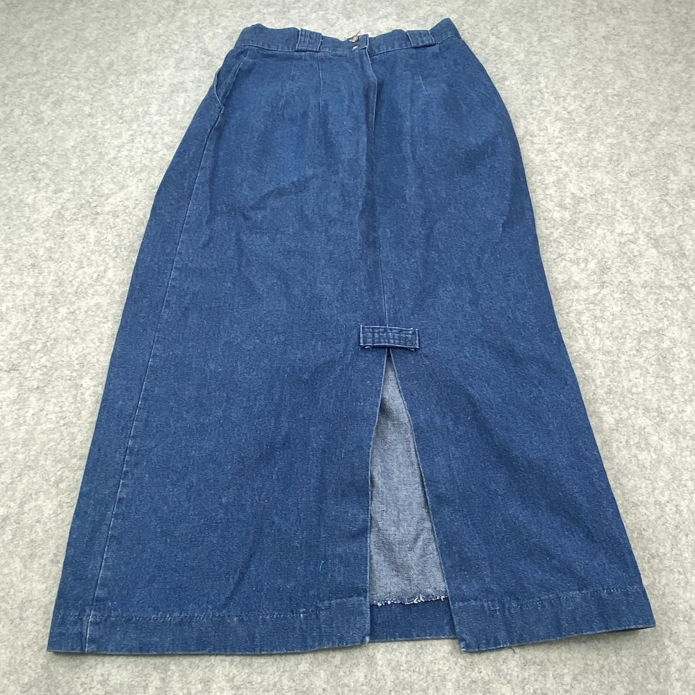 Vintage Willowbend Skirt Womens 10 Blue Denim High Rise Long Slit Pockets USA